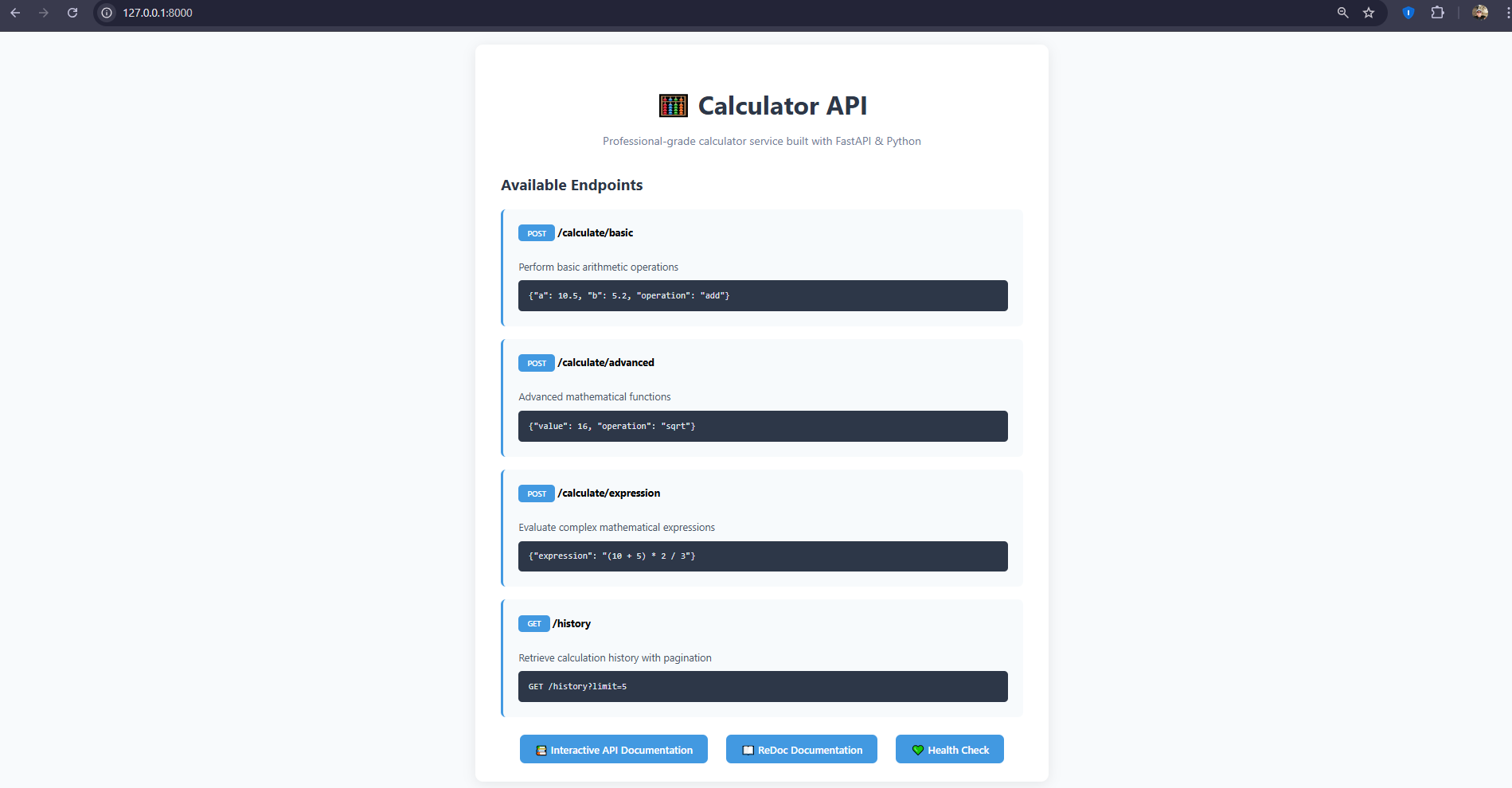 Calculator FastAPI
